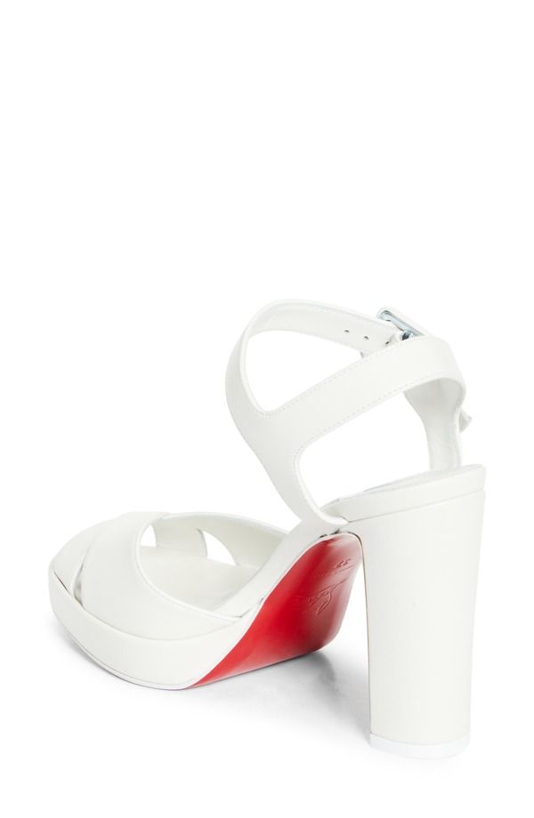 クリスチャン・ルブタン レディース シューズ サンダル ヒール Christian Louboutin Cora Block Heel Sandal Bianco Lin Bianco
