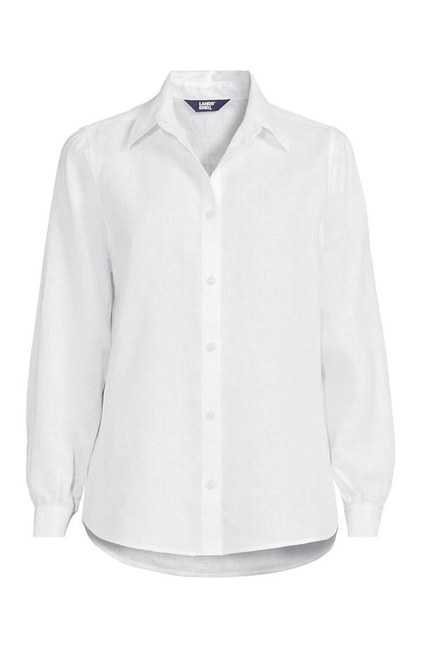 ランズエンド レディース トップス シャツ ミニ リネン Lands End Linen Long Sleeve Feminine Shirt White ホワイト ランズエンド レディース トップス シャツ ミニ リネン Lands End Linen Long Sleeve Feminine Shirt White ホワイト