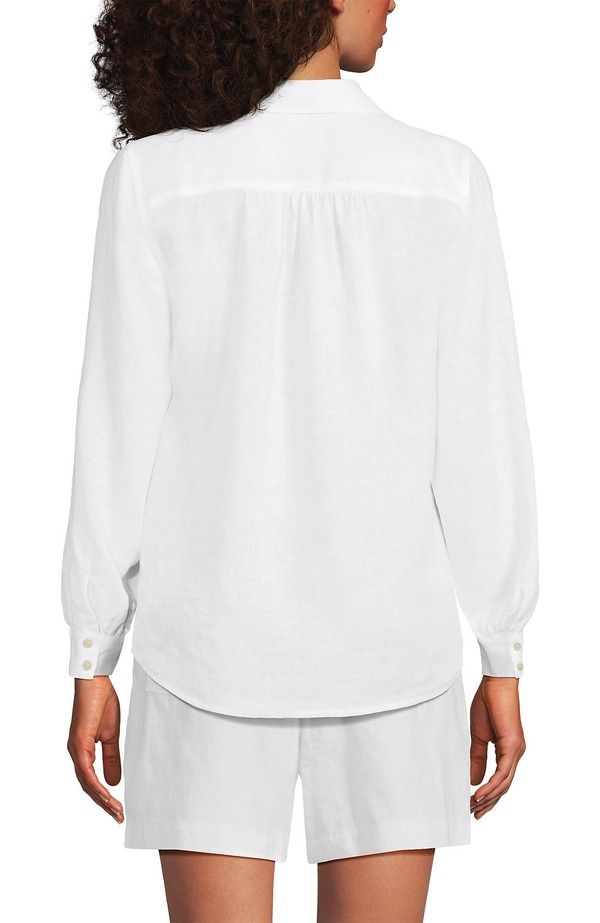 ランズエンド レディース トップス シャツ ミニ リネン Lands End Linen Long Sleeve Feminine Shirt White ホワイト ランズエンド レディース トップス シャツ ミニ リネン Lands End Linen Long Sleeve Feminine Shirt White ホワイト