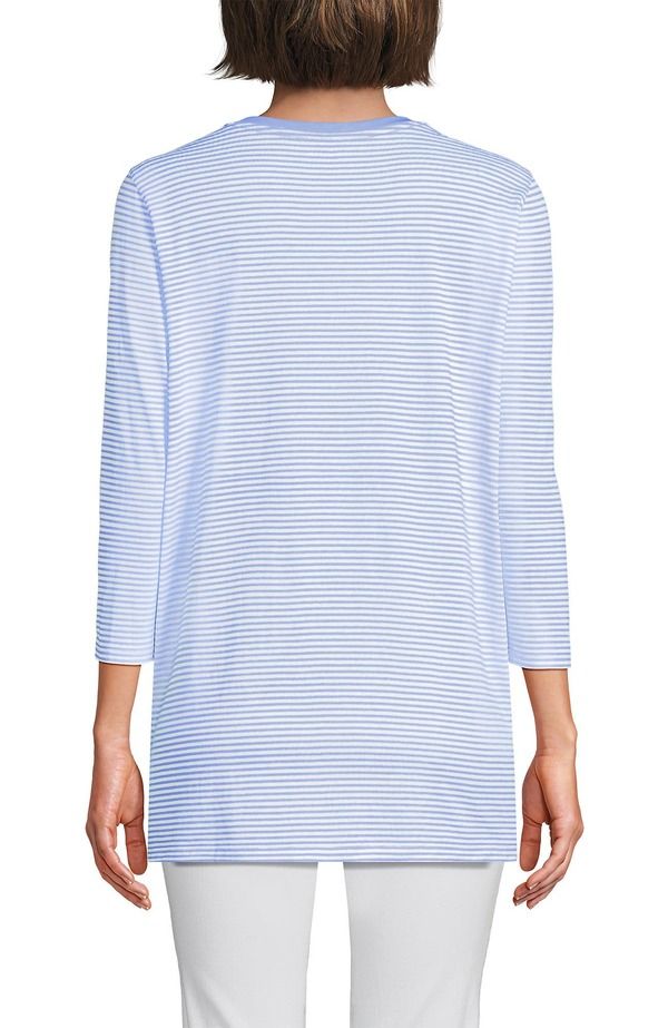 ランズエンド レディース トップス シャツ コットン Lands End 34 Sleeve Cotton Supima Tunic Light Sea Blue Micro Stripe ブルー ランズエンド レディース トップス シャツ コットン Lands End 34 Sleeve Cotton Supima Tunic Light Sea Blue Micro Stripe ブルー