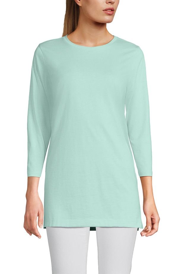 ランズエンド レディース トップス シャツ コットン Lands End 34 Sleeve Cotton Supima Tunic Pale Sky