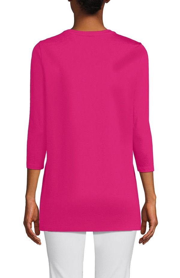 ランズエンド レディース トップス シャツ コットン Lands End 34 Sleeve Cotton Supima Tunicherry Fuchsia フューシャ