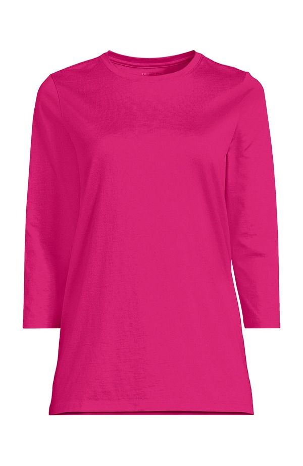 ランズエンド レディース トップス シャツ コットン Lands End 34 Sleeve Cotton Supima Tunicherry Fuchsia フューシャ