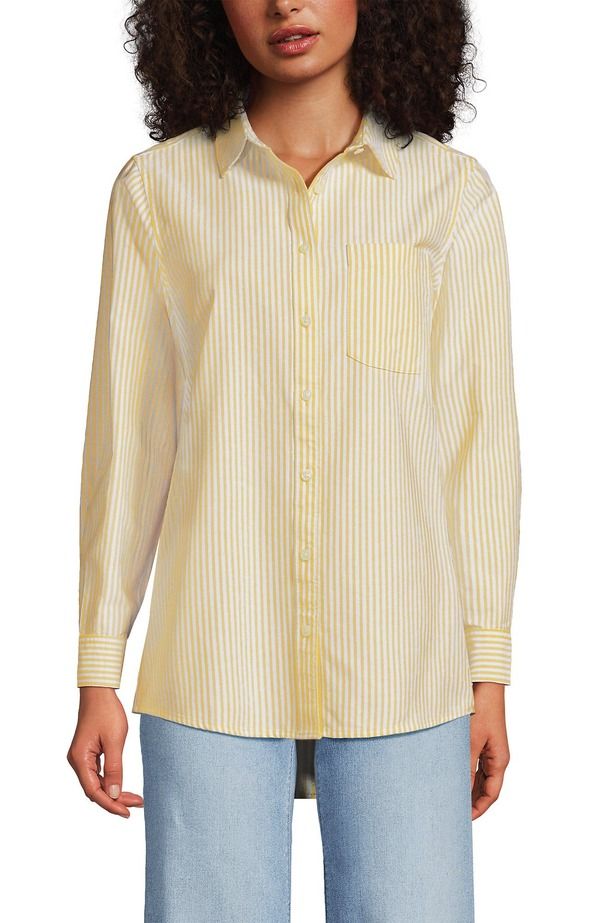 ランズエンド レディース トップス シャツ オックスフォード Lands End Oxford Shirt Goldenrod Pinstripe