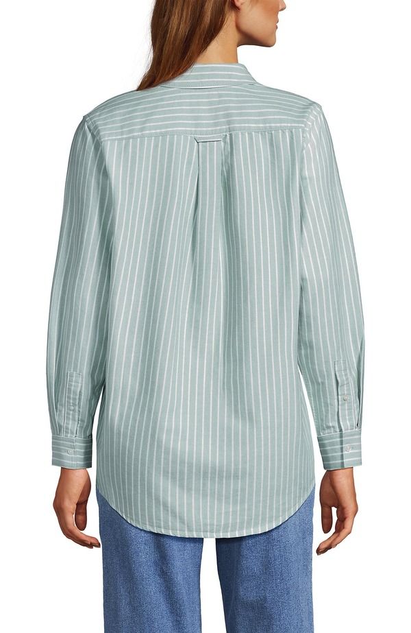 ランズエンド レディース トップス シャツ オックスフォード Lands End Oxford Shirt Mineral Aqua Stripe アクア