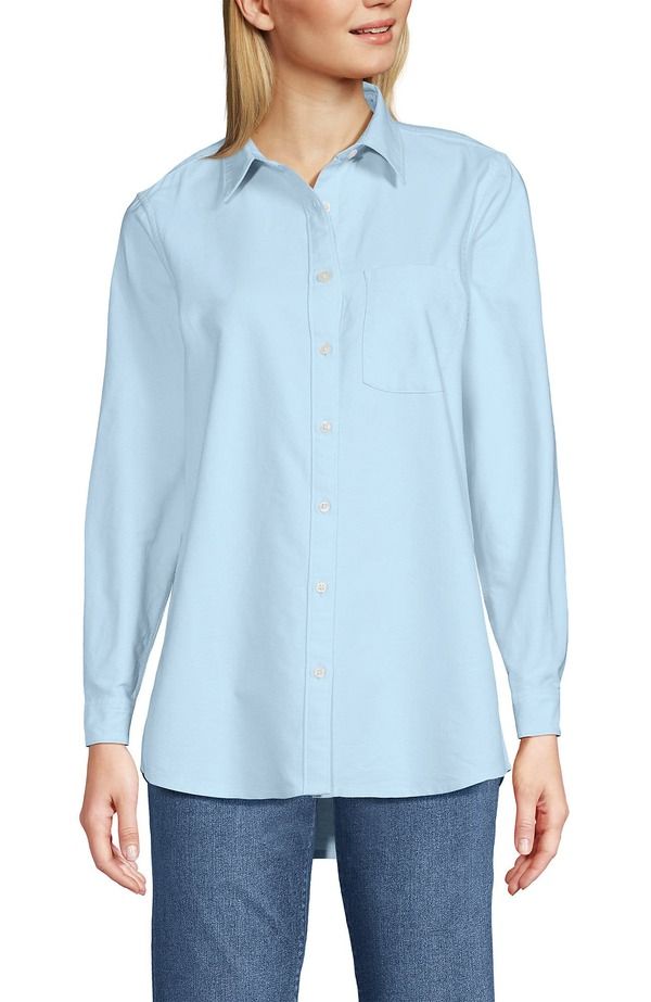 ランズエンド レディース トップス シャツ オックスフォード Lands End Oxford Shirt Light Blue Sky ブルー