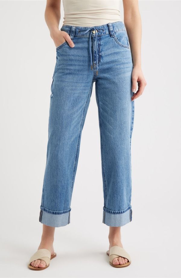 ウィットウィズダム レディース ボトムス デニムパンツ ハイウエスト ジーンズ Wit Wisdom High Waist Cuffed Boyfriend Jeans Blue Vintage ブルー