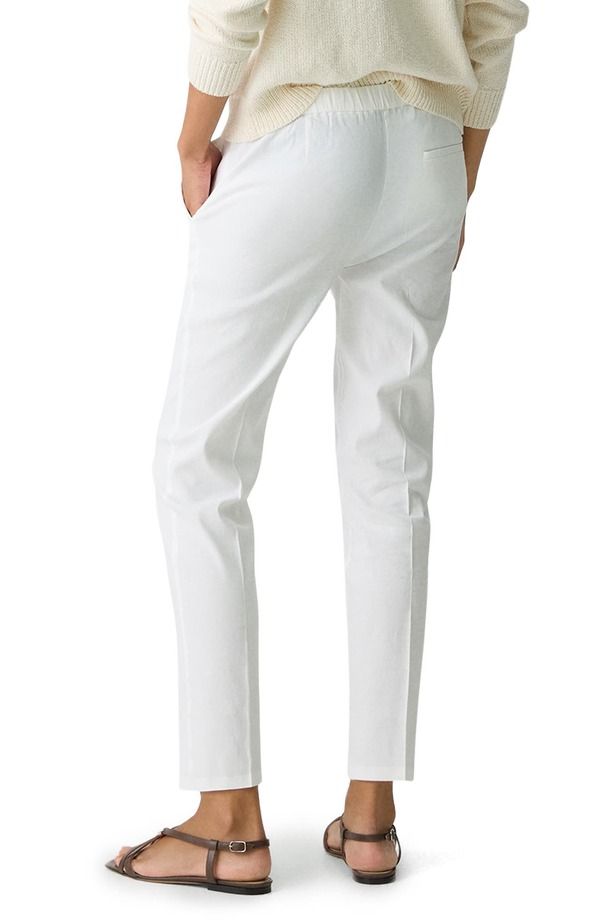 セオリー レディース ボトムス レギンス パンツ リネン Theory Treeca Linen Blend PullOn Cropants White ホワイト