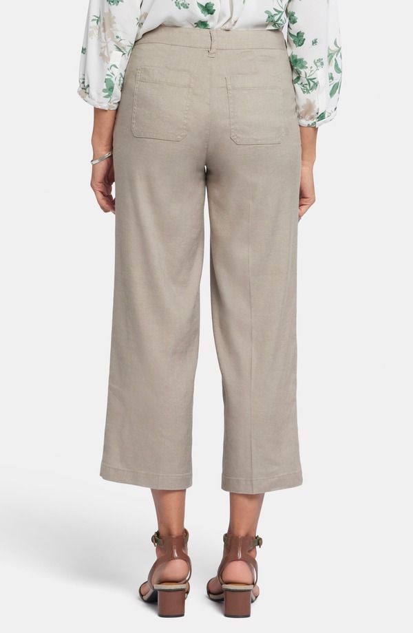 エヌワイディージェイ レディース ボトムス レギンス ワイドレッグ パンツ リネン NYDJ Linen Blend Crop Wide Leg Pantsaddlewood