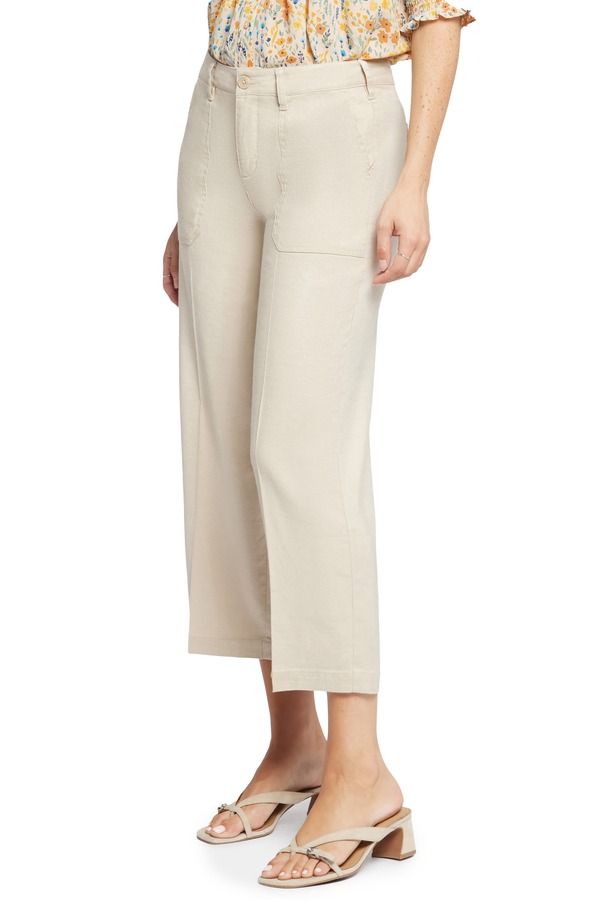 エヌワイディージェイ レディース ボトムス レギンス ワイドレッグ パンツ リネン NYDJ Linen Blend Crop Wide Leg Pants Feather エヌワイディージェイ レディース ボトムス レギンス ワイドレッグ パンツ リネン NYDJ Linen Blend Crop Wide Leg Pants Feather