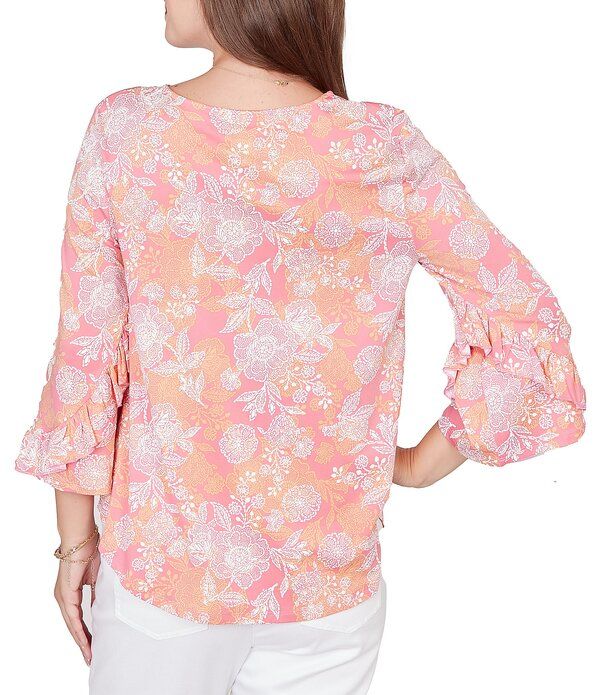ルビーアールディー レディース トップス シャツ フラワー柄 フリル フラワー Ruby Rd Floral Scoop Neck 34 Ruffle Trim Sleeve Top Cotton Candy Multi マルチカラー ルビーアールディー レディース トップス シャツ フラワー柄 フリル フラワー Ruby Rd Floral Scoop Neck 34 Ruffle Trim Sleeve Top Cotton Candy Multi マルチカラー
