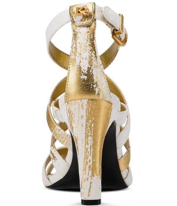 ダナキャラン レディース シューズ ヒール サンダル トール Donna Karan Briarrose Metallic Foil Strappy Dressandals IvoryGold アイボリー ダナキャラン レディース シューズ ヒール サンダル トール Donna Karan Briarrose Metallic Foil Strappy Dressandals IvoryGold アイボリー