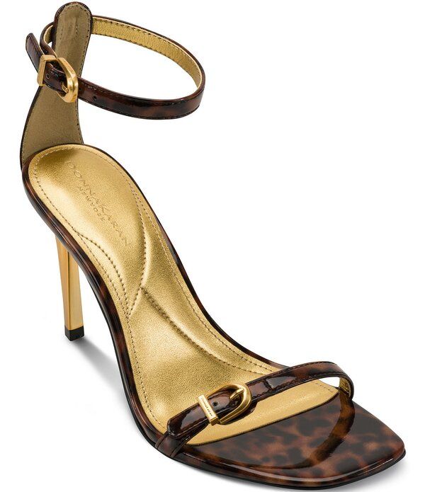 ダナキャラン レディース シューズ ヒール ラップワンピース プリント サンダル アンクル Donna Karan Pryce Tortoise Print Patent Ankle Wrap Dressandals Tortoise