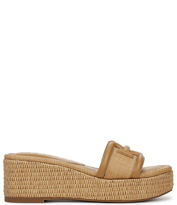 サムエデルマン レディース シューズ サンダル プラットフォーム ロゴ Sam Edelman Pauleena Raffia Double Logo Platform Wedge Slide Sandalsandune サンド