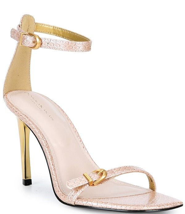 ダナキャラン レディース シューズ ヒール プリント サンダル アンクル Donna Karan Pryce Snake Print Patent Ankle Strap Dressandalsnow Petal
