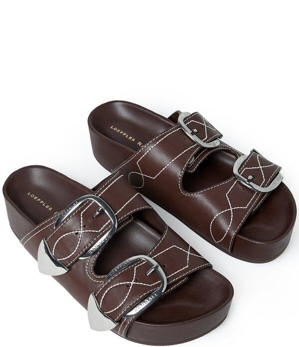 ロフラー ランダル レディース シューズ サンダル レザー Loefflerandall Nico Stitched Leather Banded Footbed Sandals Espresso