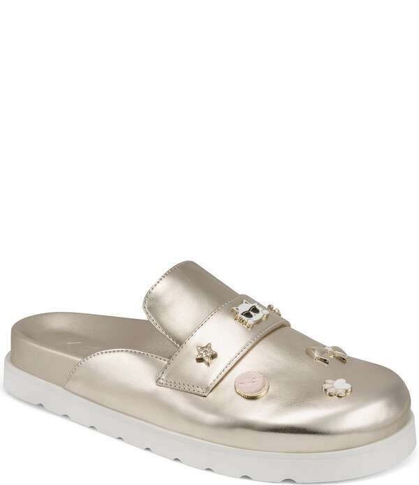 カール ラガーフェルド レディース シューズ パンプス トール KARLAGERFELD PARISlay Macaron Metallicharms Mules White Gold ホワイト