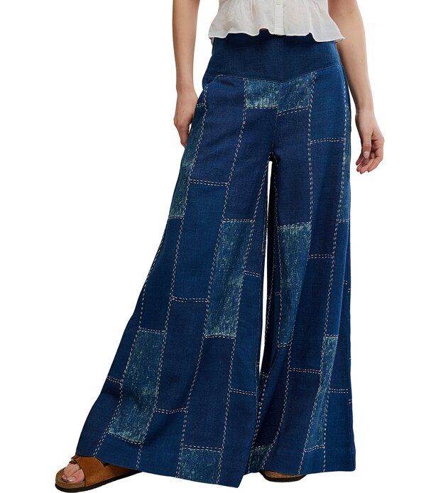 フリーピープル レディース ボトムス デニムパンツ ジーンズ Free People We The Free Patches MidRise WideLeg Flare Denim Jeans Indigo Patchwork インディゴ