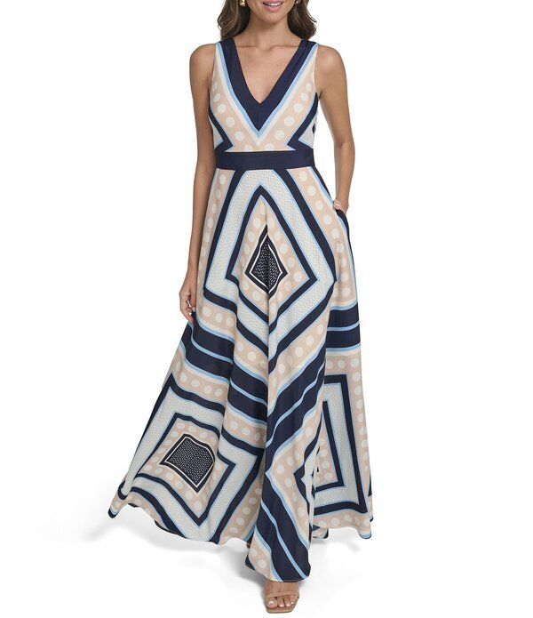 エリザジェイ レディース トップス ワンピース Vネック プチ ノースリーブ マキシ Eliza J Petite Size VNeck Sleeveless Maxi Dress Navy ネイビー