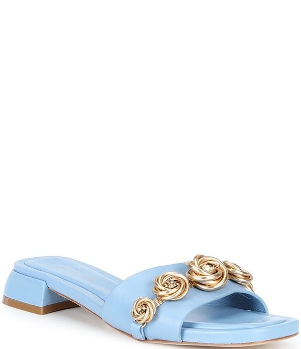 セシリア ニューヨーク レディース シューズ パンプス サンダル Cecelia New York Bonnie Gold Embellished Rosette Slide Sandals Blizzard Blue ブルー