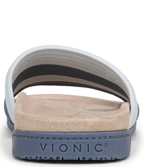 バイオニック レディース シューズ サンダル ニット Vionic Evie Compression Stripe Knit Slide Sandals Pacific Blue ブルー