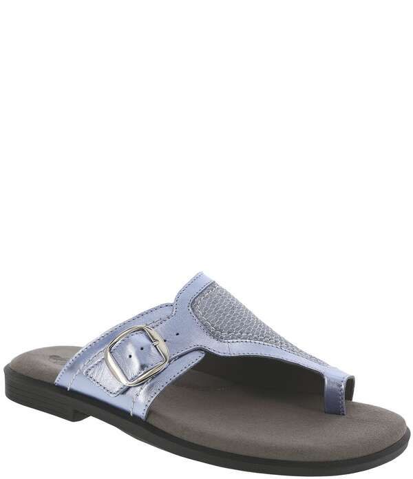 サス レディース シューズ パンプス サンダル トール レザー SAS Market Metallic Leather Toe Thong Sandalspring Blue ブルー