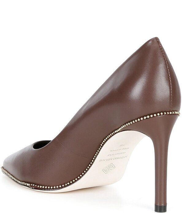 アントニオ メラーニ レディース シューズ ヒール レザー Antonio Melani Kelly Leather Ball Chain Pointed Toe Pumps Brunette アントニオ メラーニ レディース シューズ ヒール レザー Antonio Melani Kelly Leather Ball Chain Pointed Toe Pumps Brunette