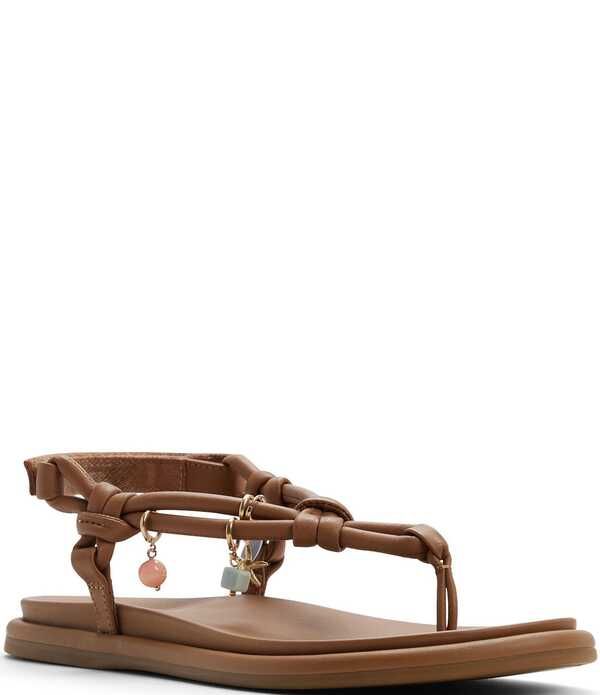 スペリー レディース シューズ パンプス サンダル レザー Sperry Womens Isla Leather Charm Ornamented TBar Flat Sandals Tan タン