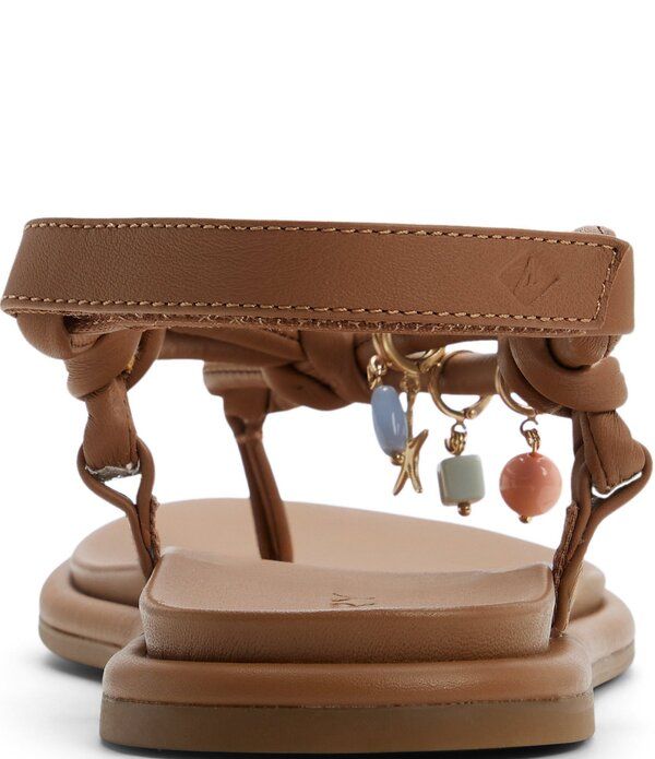 スペリー レディース シューズ パンプス サンダル レザー Sperry Womens Isla Leather Charm Ornamented TBar Flat Sandals Tan タン
