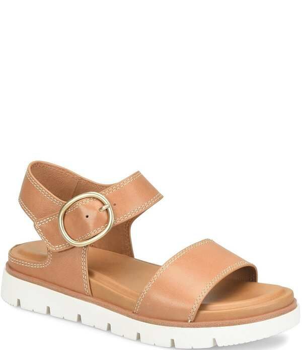 ソフト レディース シューズ パンプス サンダル アンクル レザー Sofft Gweneth Leather Ankle Strap Sandals Caramel