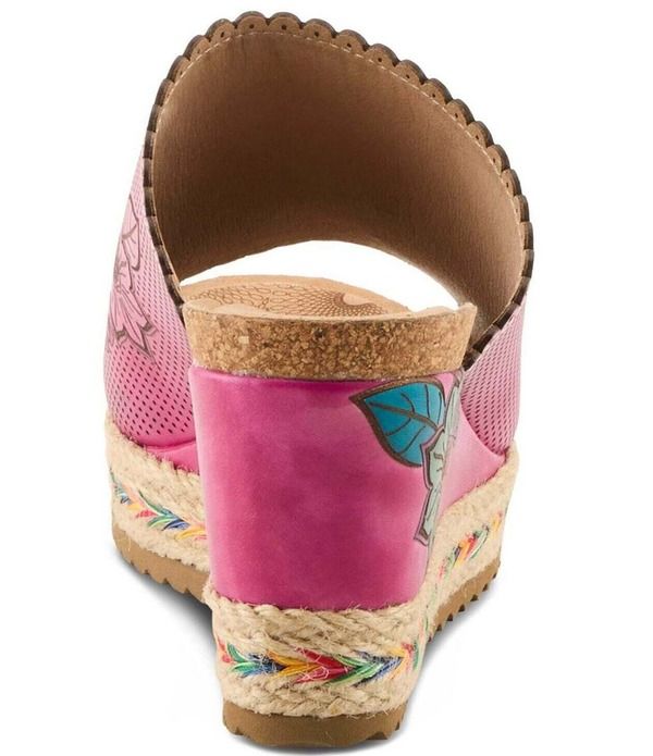 ラリティステ レディース シューズ サンダル フラワー柄 プラットフォーム レザー フラワー LARTISTE DelraybeachandPainted Floral Pindot Leather Platform Wedge Slide Sandals F