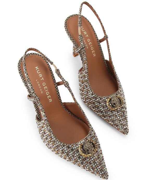 カートジェイガーロンドン レディース シューズ ヒール チェルシー Kurt Geiger London Chelsea Point Crystal Embellished Slingback Pumps Beige Combo ベージュ