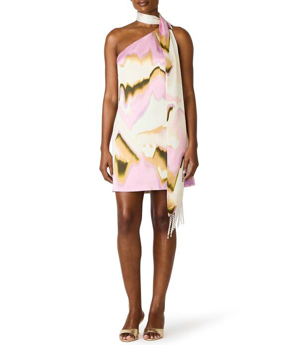 スティーブ マデン レディース トップス ワンピース ミニ Steve Madden Charlie One Shoulder Mini Dress With Scarf Multi マルチカラー