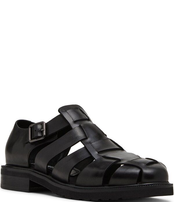 スティーブ マデン メンズ シューズ スリッポン・ローファー サンダル レザー Steve Madden Mens Havana Leather Fisherman Sandals Black ブラック