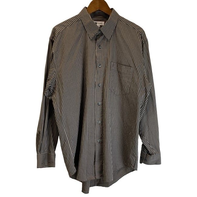 【中古】　im product ISSEY MIYAKE　チェックシャツ　長袖　トップス　レギュラーカラー　胸ポケット　日本製　ドメスティック　古着　/1156