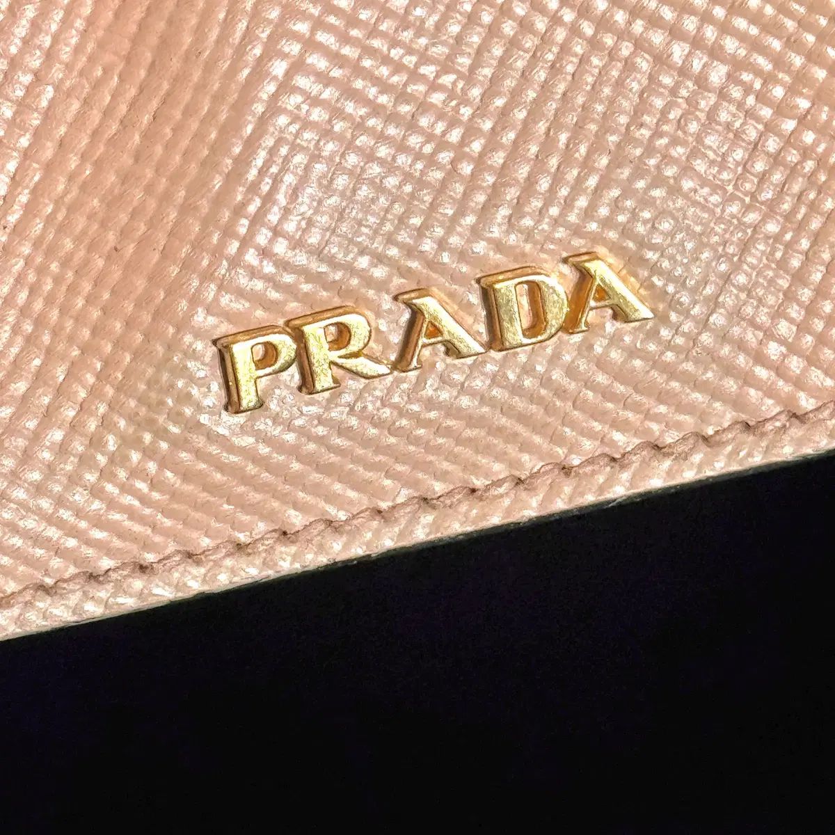 新品級 PRADA プラダ ダブル ブルーレイ Blu-ray トートバッグ ベージュ ピンク