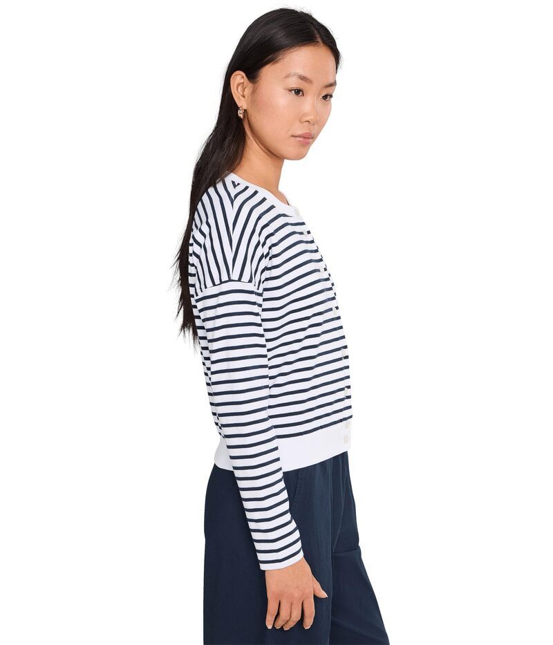 リラピー レディース アウター ニット・セーター カーディガン Lilla P Rib Trim Cardiganavy Stripe ネイビー