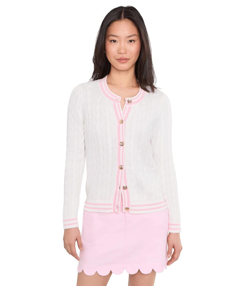 リリーピュリッツァー レディース アウター ニット・セーター クルーネック カーディガン Lilly Pulitzer Brockton Crew Neck Cardigan Resort White X ホワイト