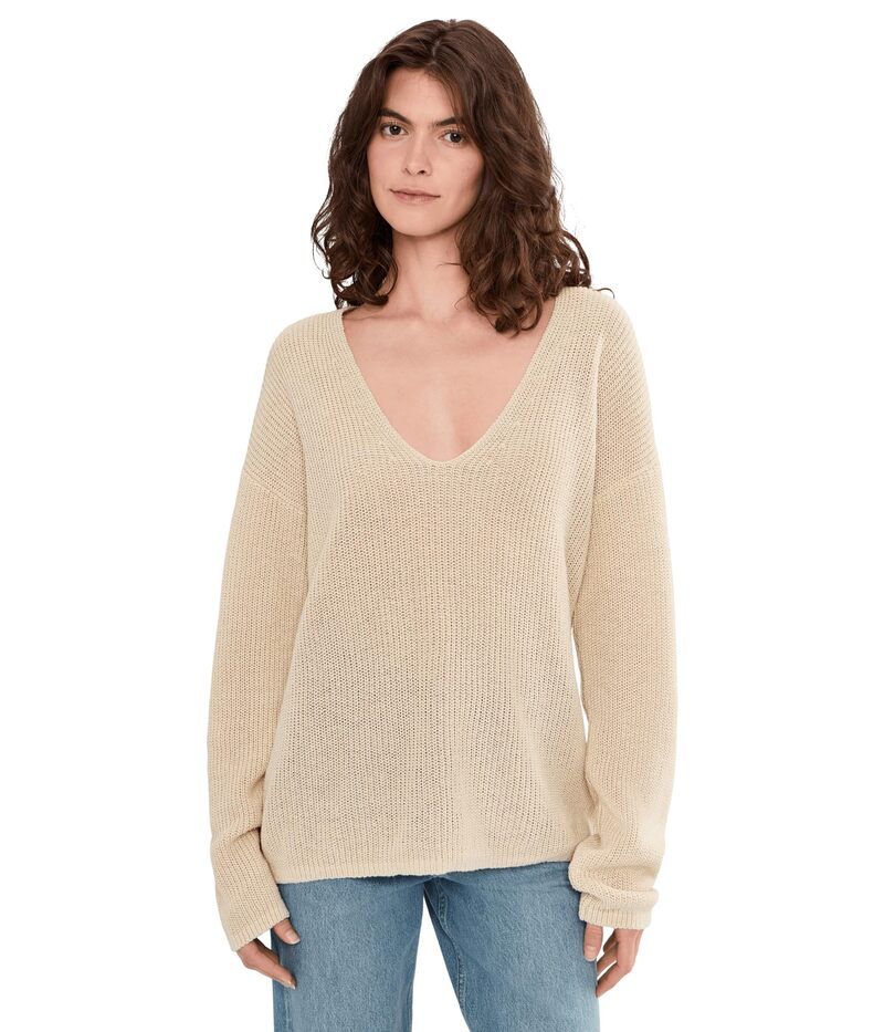 ファレティ レディース アウター ニット・セーター リネン Faherty Miramar Linen Deep V Sweater Summer Sand サンド