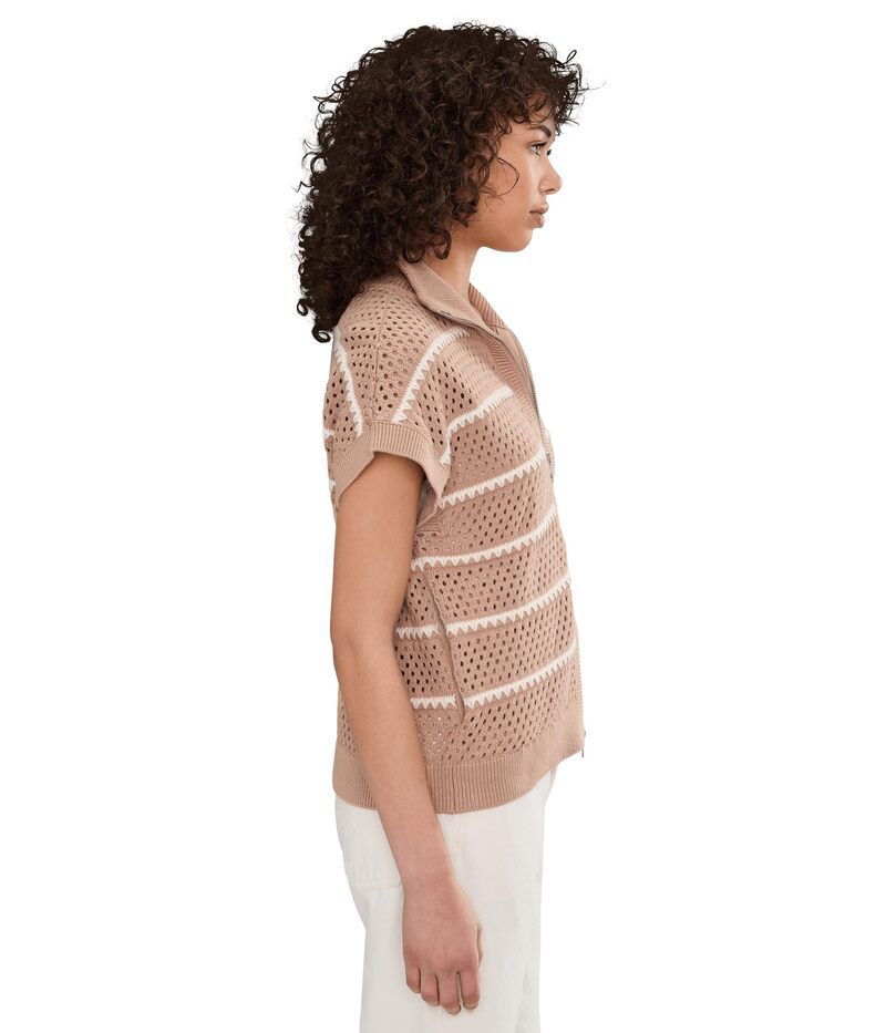 バーレイ レディース アウター ニット・セーター フルジップ Varley Haney Zip Through Knit Lightaupe トープ バーレイ レディース アウター ニット・セーター フルジップ Varley Haney Zip Through Knit Lightaupe トープ