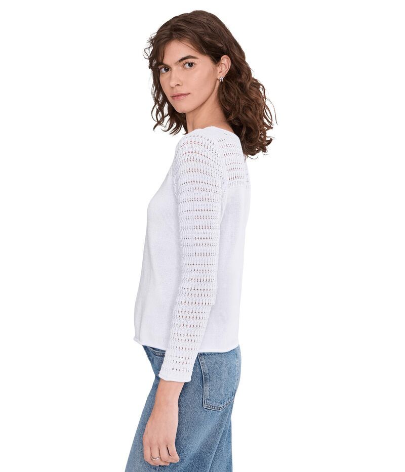 ニックプラスゾーイ レディース アウター ニット・セーター レース NICZOE Placed Pointelle Sweater Paper White ホワイト