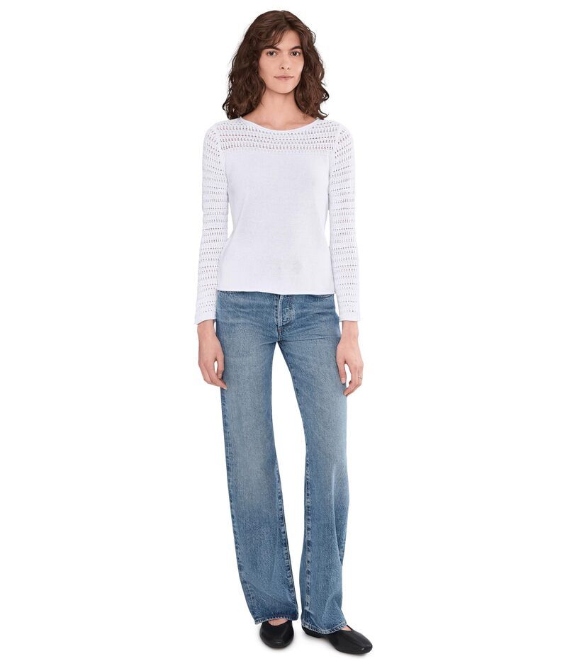 ニックプラスゾーイ レディース アウター ニット・セーター レース NICZOE Placed Pointelle Sweater Paper White ホワイト