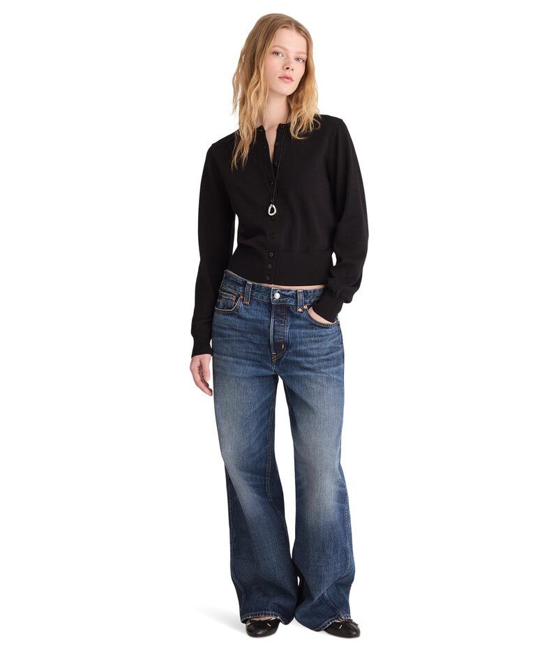 メイドウェル レディース アウター ニット・セーター コットン カーディガン Madewell ButtonFront Cardigan in 100 Cotton Jet Black ブラック