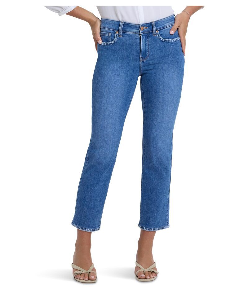 エヌワイディージェイ レディース ボトムス デニムパンツ プチ アンクル ジーンズ NYDJ Petite Marilyn Straight Ankle Blanket Stitching Jeans Blue Paradise ブルー