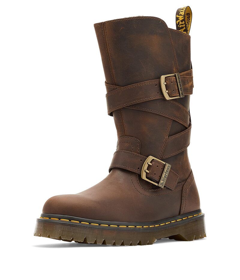 ドクターマーチン メンズ シューズ ブーツ・レインブーツ Dr Martens Anistone Strap Dark Brown ブラウン