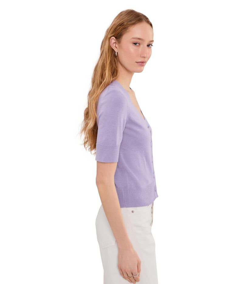 セセ レディース アウター ニット・セーター カーディガン CeCe Short Sleeve Button Front Cardigan French Lavender ラベンダー セセ レディース アウター ニット・セーター カーディガン CeCe Short Sleeve Button Front Cardigan French Lavender ラベンダー