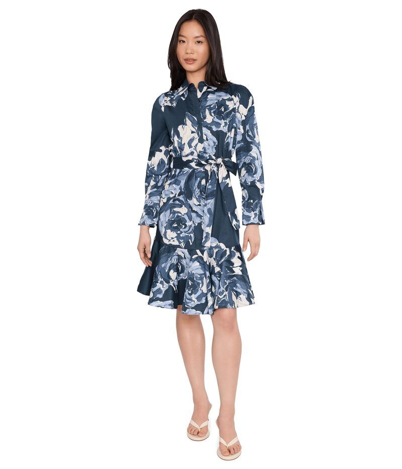 カルバンクライン レディース トップス ワンピース A ライン フラワー柄 コットン フラワー Calvin Klein Long Sleeve Floral Cotton Aline Vintage Indigo インディゴ カルバンクライン レディース トップス ワンピース A ライン フラワー柄 コットン フラワー Calvin Klein Long Sleeve Floral Cotton Aline Vintage Indigo インディゴ