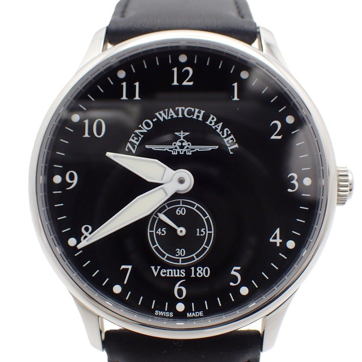 美品】ZENO WATCH BASEL ゼノウォッチ 手巻き メンズ 腕時計 黒文字盤