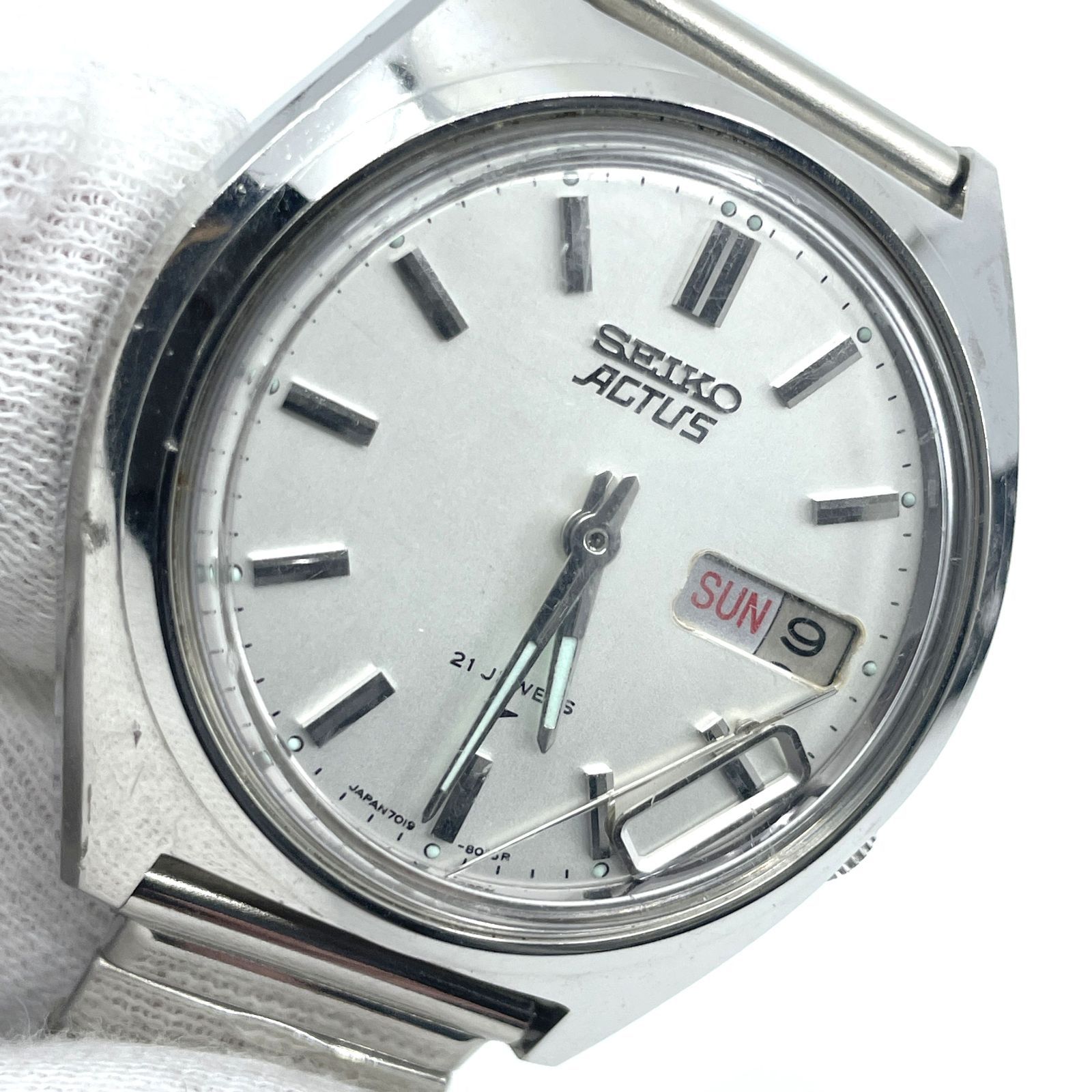 文字盤内破損有り 稼働自体は可 SEIKO セイコー 5ACTUS 7019-8010 5 
