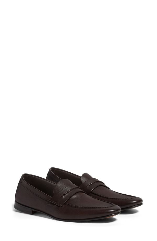 ゼニア メンズ シューズ スリッポン・ローファー レザー ZEGNA Black Natural Grain Leather Driving Loafer Dark Brown ブラウン 227,900円